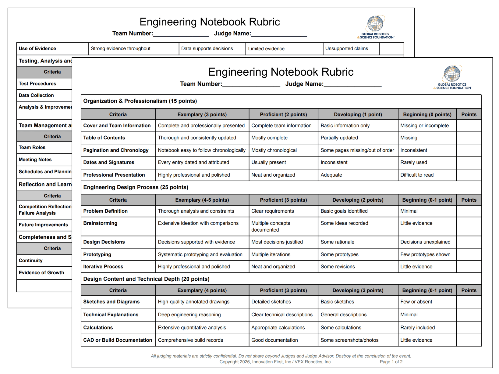 Icon view of the two pages of the engineering rubric layer on one another.