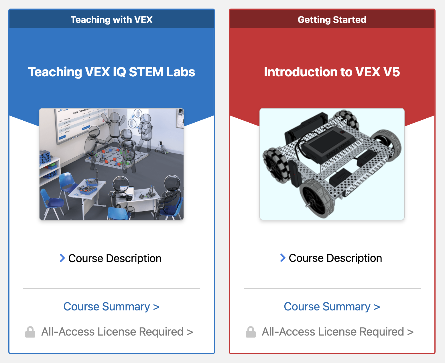 PD+ course tile examples showing options for multiple platforms.