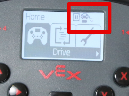 Controller screen is shown in the Home menu without a Brain icon in the top right corner. This indicates that the Controller is not paired to the Brain.