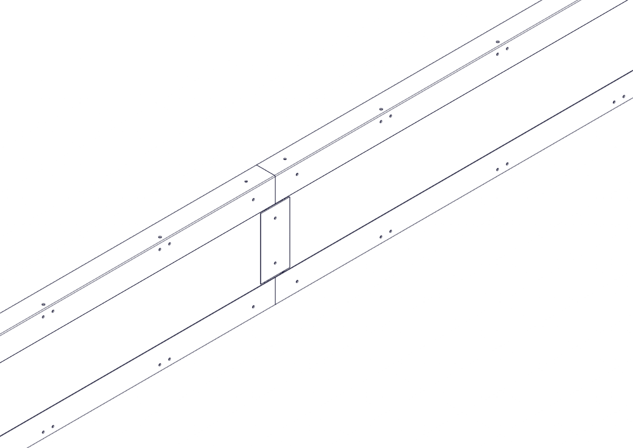 Assembly diagram showing the T connectors being reconnected to the field walls.