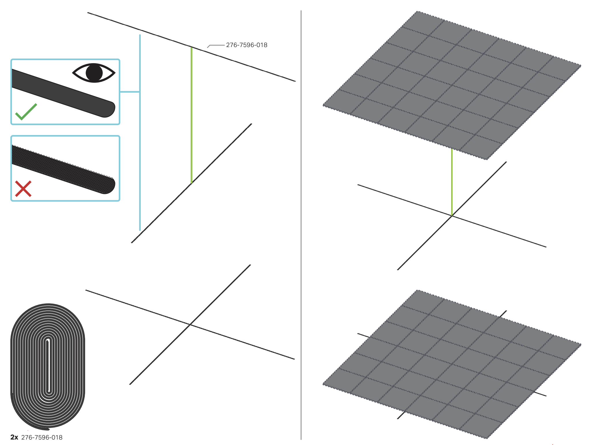 Portable Field build instructions page, indicating that two Velcro pieces are used in a Plus shape with the Velcro side facing down.