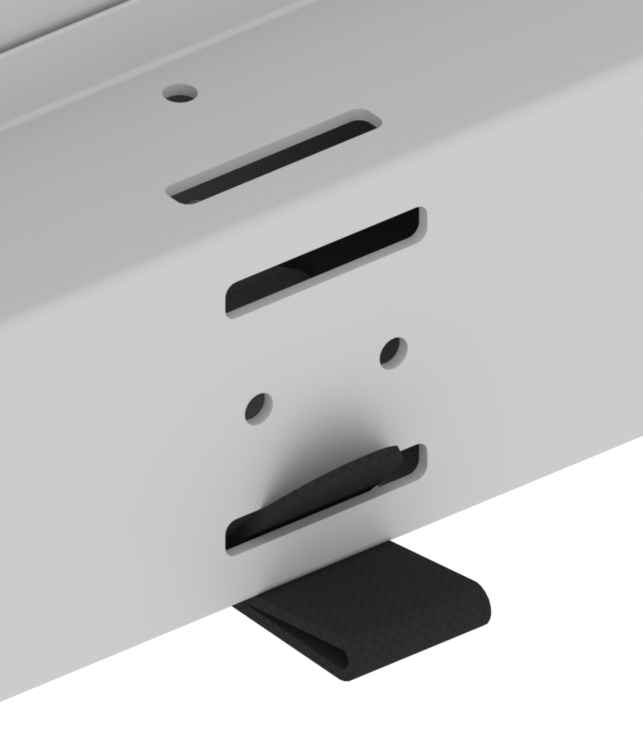 Edge of the Portable Field is shown with the Velcro piece looped through the bottom slot.