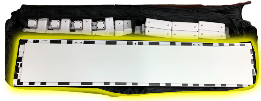 Four shorter panels are shown placed on top of the extrusion pieces in the Main Storage area.