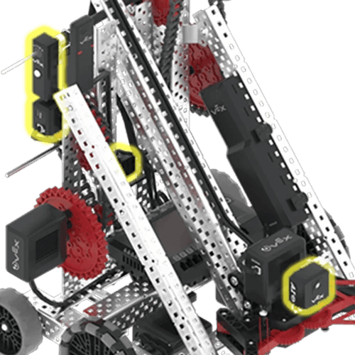 Close up view of the flex hero bot with callouts on sensors.
