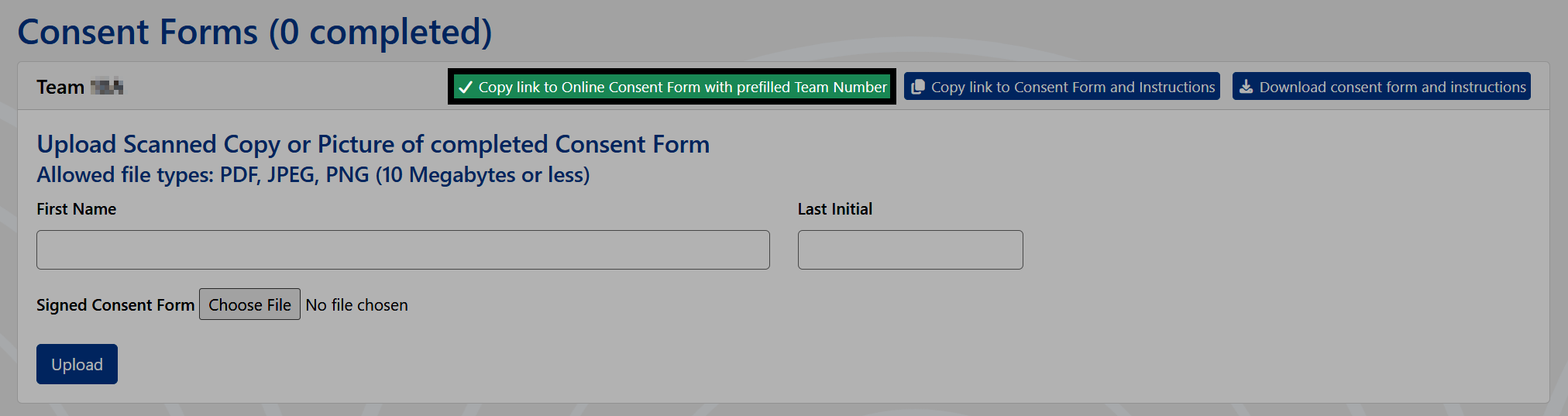 The copy link button displayed in green, confirming the link was copied to the clipboard.