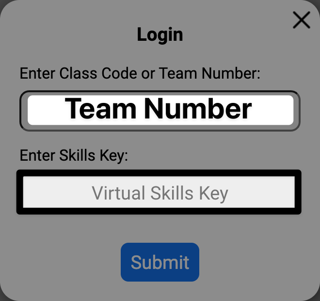 Login window with the 'Enter Skills Key' field highlighted.