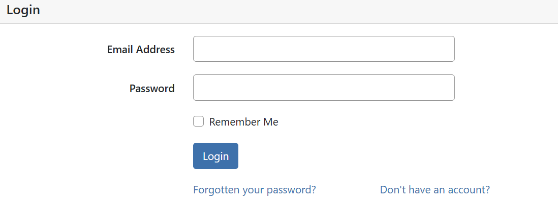Login prompting email and password.