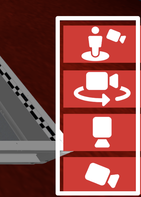 Four camera options on Virtual Driving skills are highlighted. Driver station icon, orbit camera icon, top down icon and chase icon