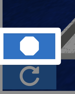 The same lower left corner of the Practice window, now with a Stop sign  icon in place of the Play button, above the refresh button.