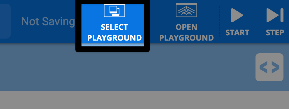 Upper right corner of the VR toolbar with a highlight on the icon between the project name and open playground. The icon label reads select playground.
