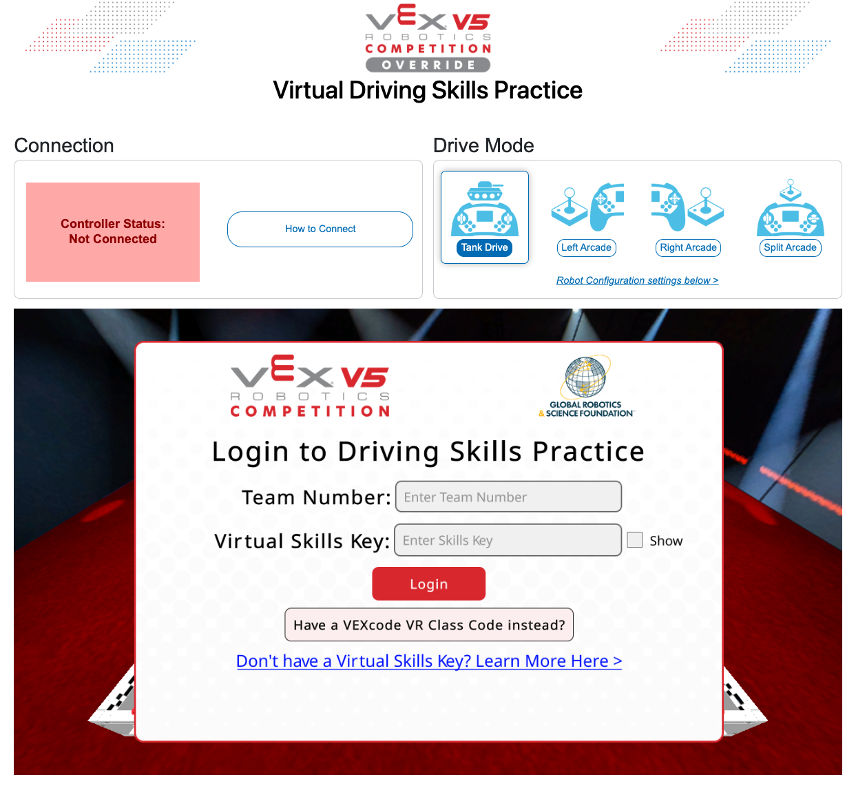 Driving Skills Practice window with a Login window shown.