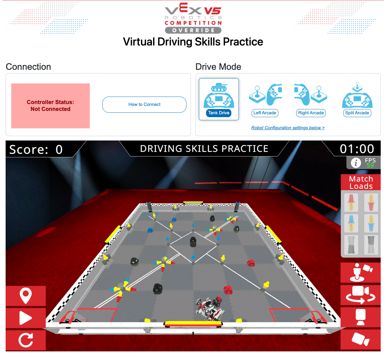 V5 Override Competition Field open and ready to begin.