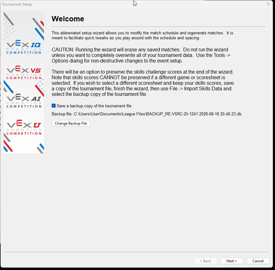 The Save Copy of Tournament dialog with a USB drive selected as the save location.