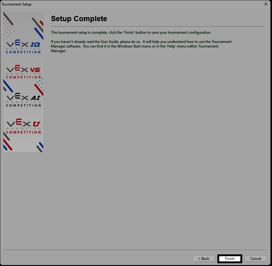 The Setup Complete screen with the Finish button highlighted.